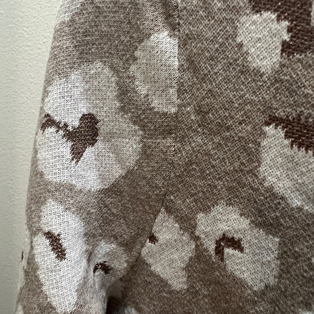 Loft Tan Leopard print with Rose Gold embellishments crewneck sweater Small - Picture 3 of 5